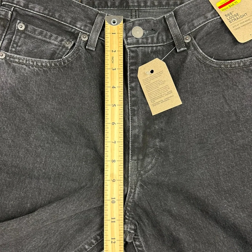 Levi's 565 Loose Straight Jeans Mens 30x32 Black Denim Pants Baggy Cotton